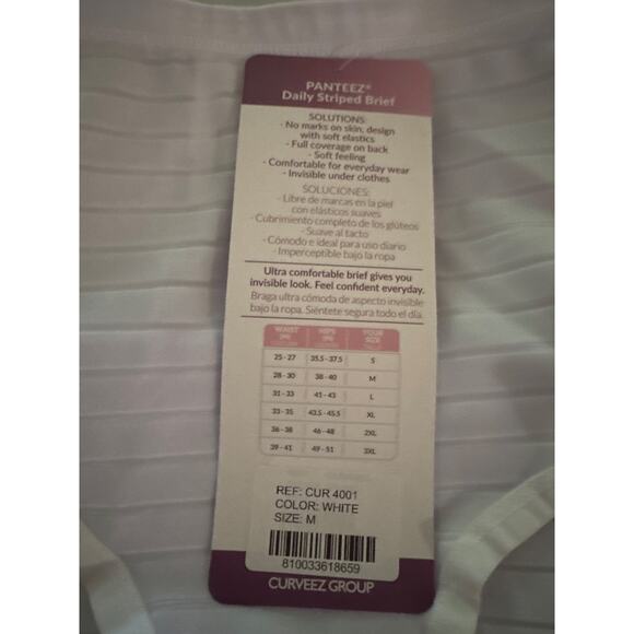Brand New Curveez Women Size Medium White Daily Striped Shaping Briefs Shapewear - Picture 7 of 8